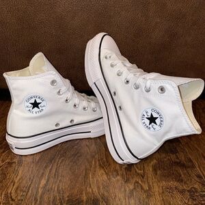 NEW MEN'S CONVERSE CANVAS PLATFORM CHUCK TAYLOR ALL STAR WHITE SNEAKERS 9 - 13
